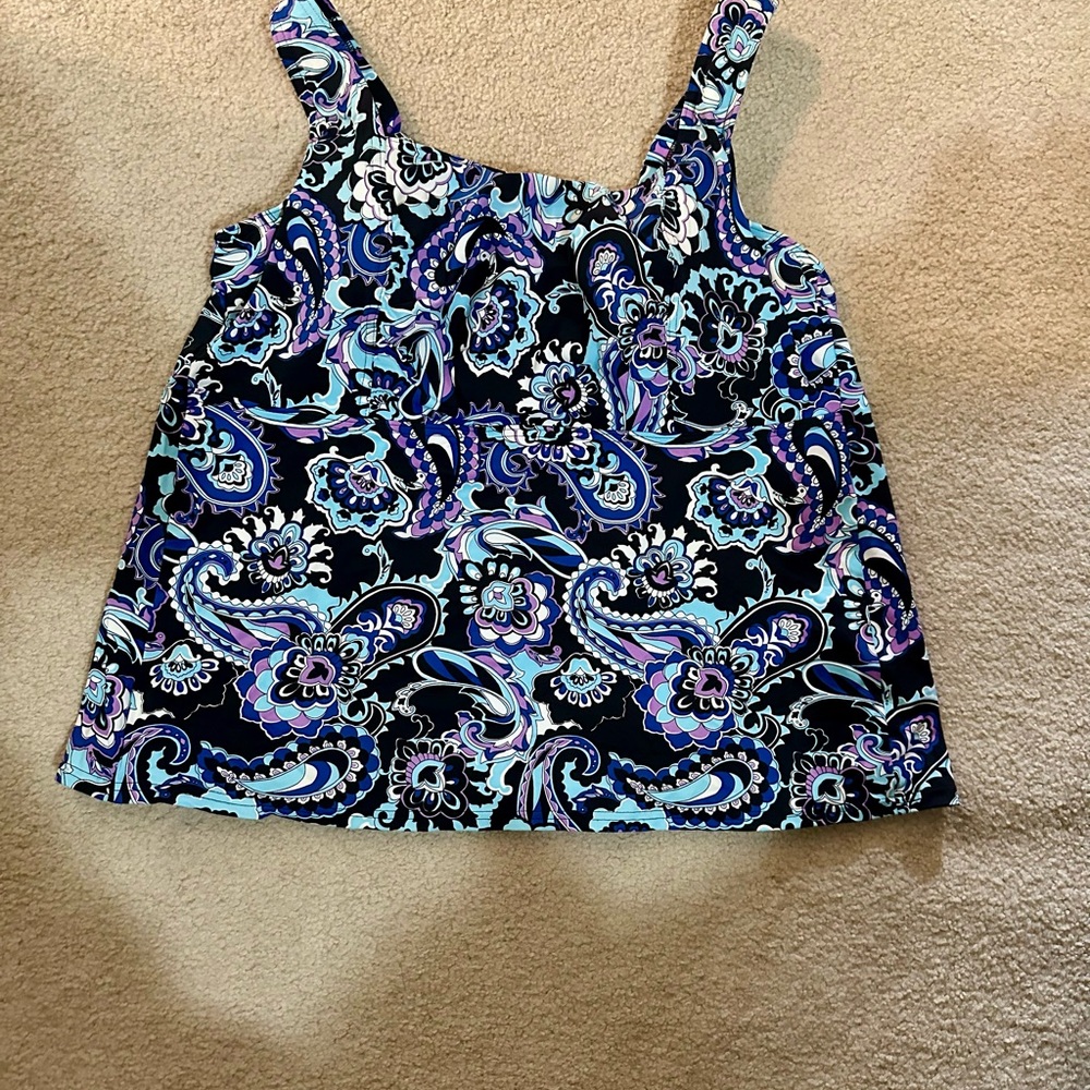 Lands' End Blue and Purple Swim Tank Top